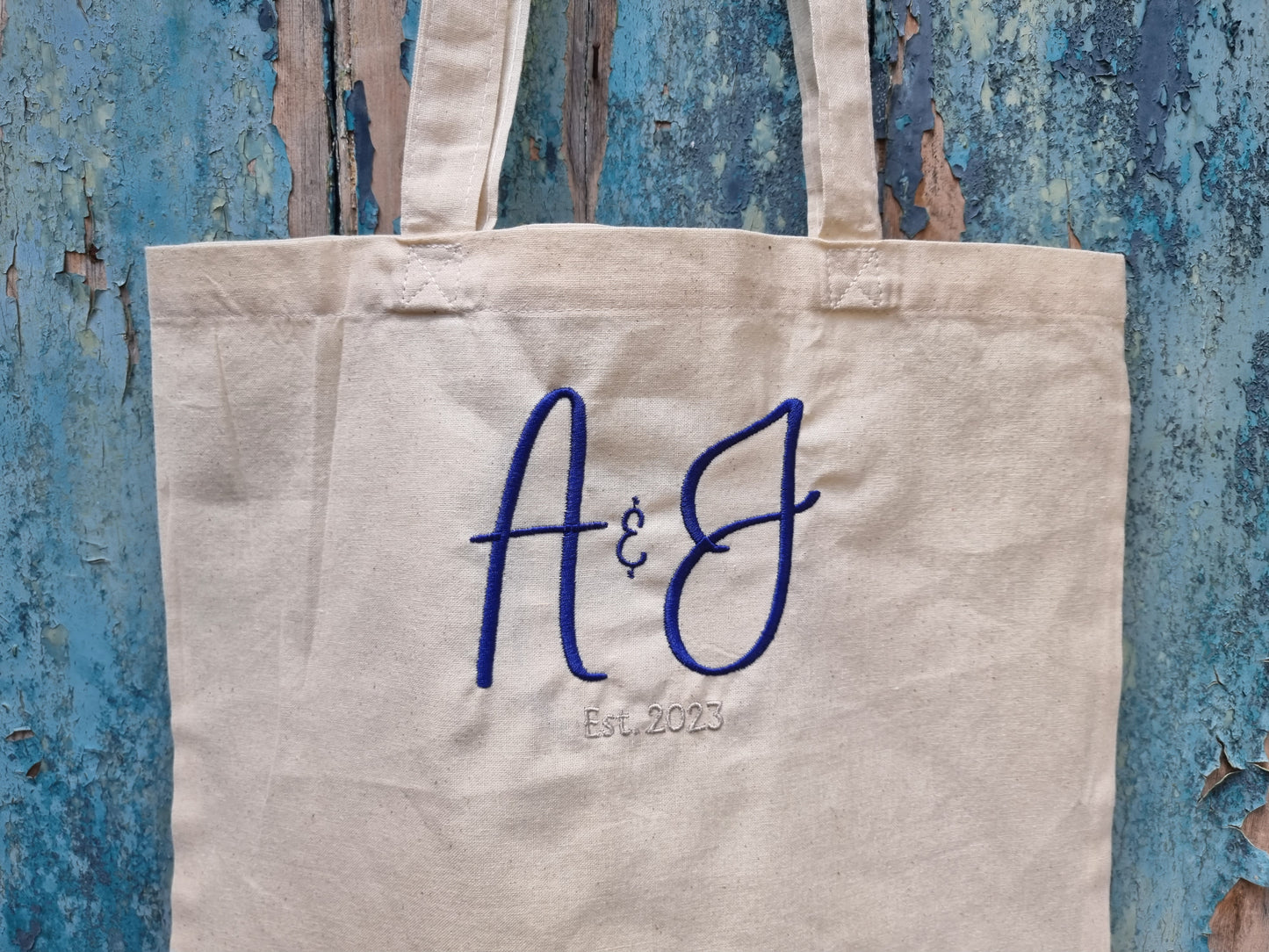 Initials and Date Embroidered Tote Bag