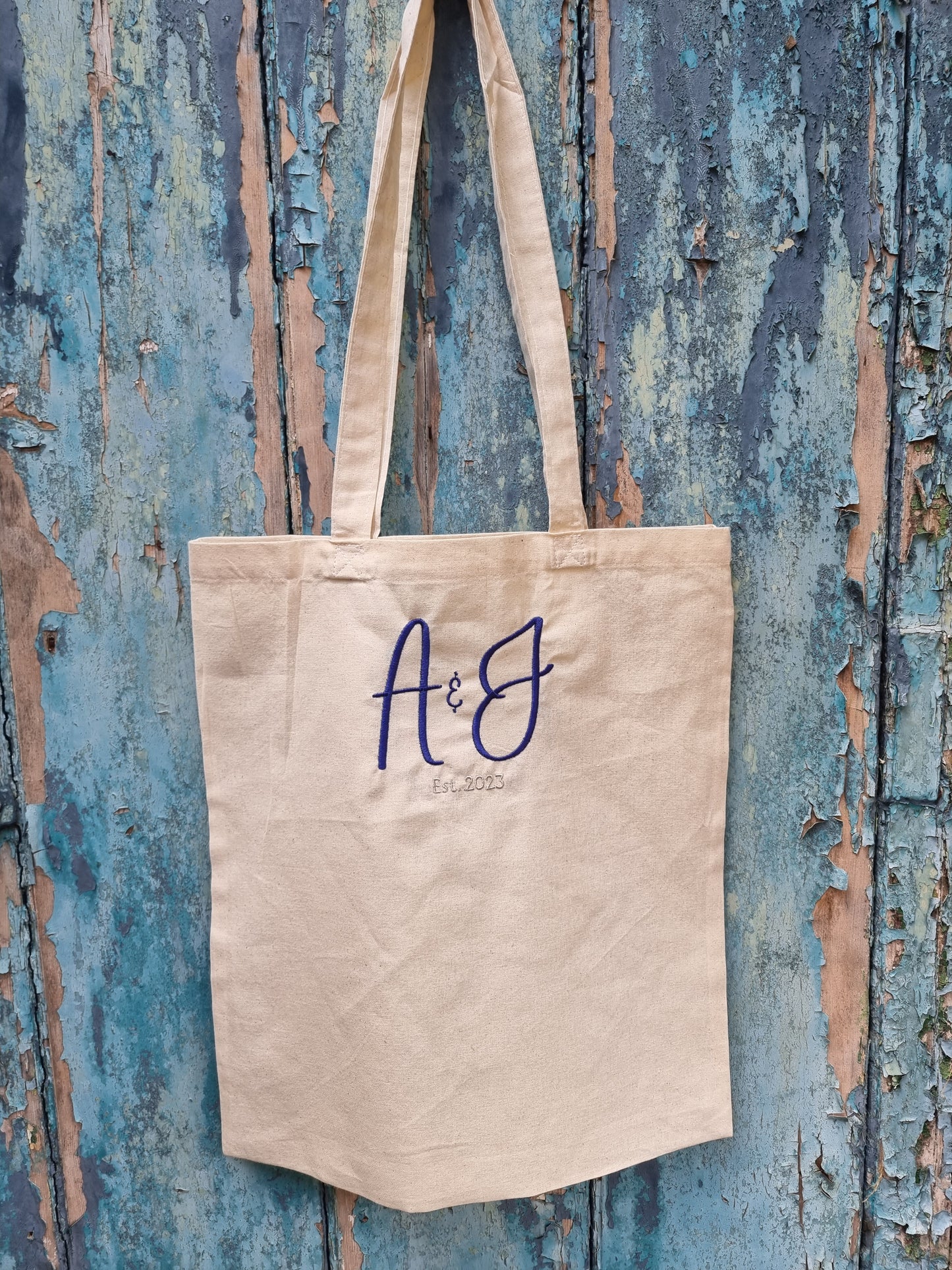 Initials and Date Embroidered Tote Bag