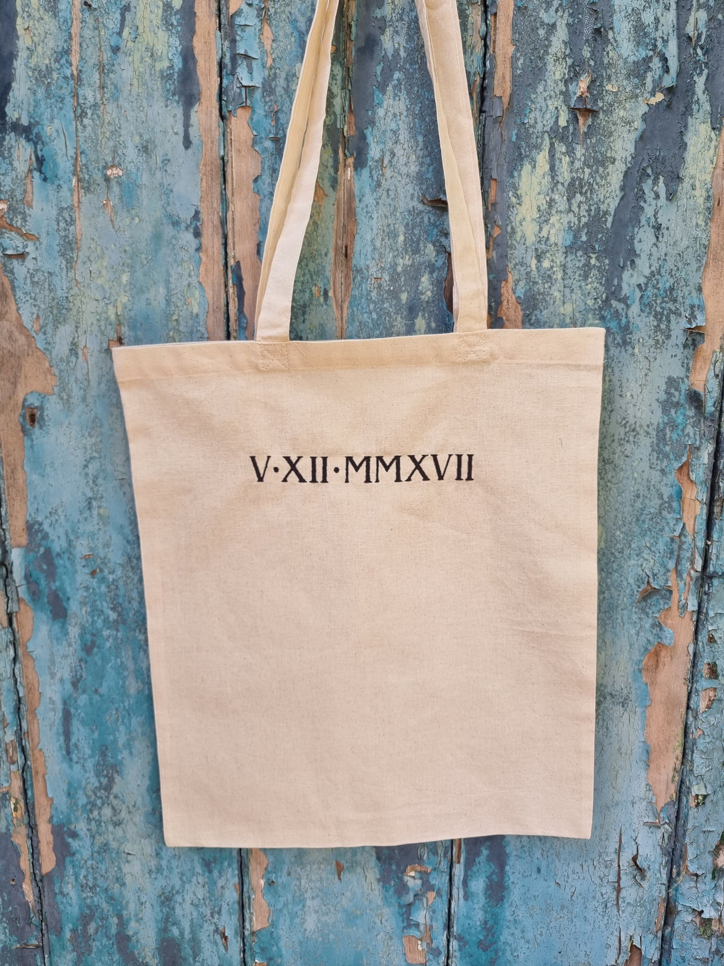 Custom Roman Numeral Date Embroidered Tote Bag