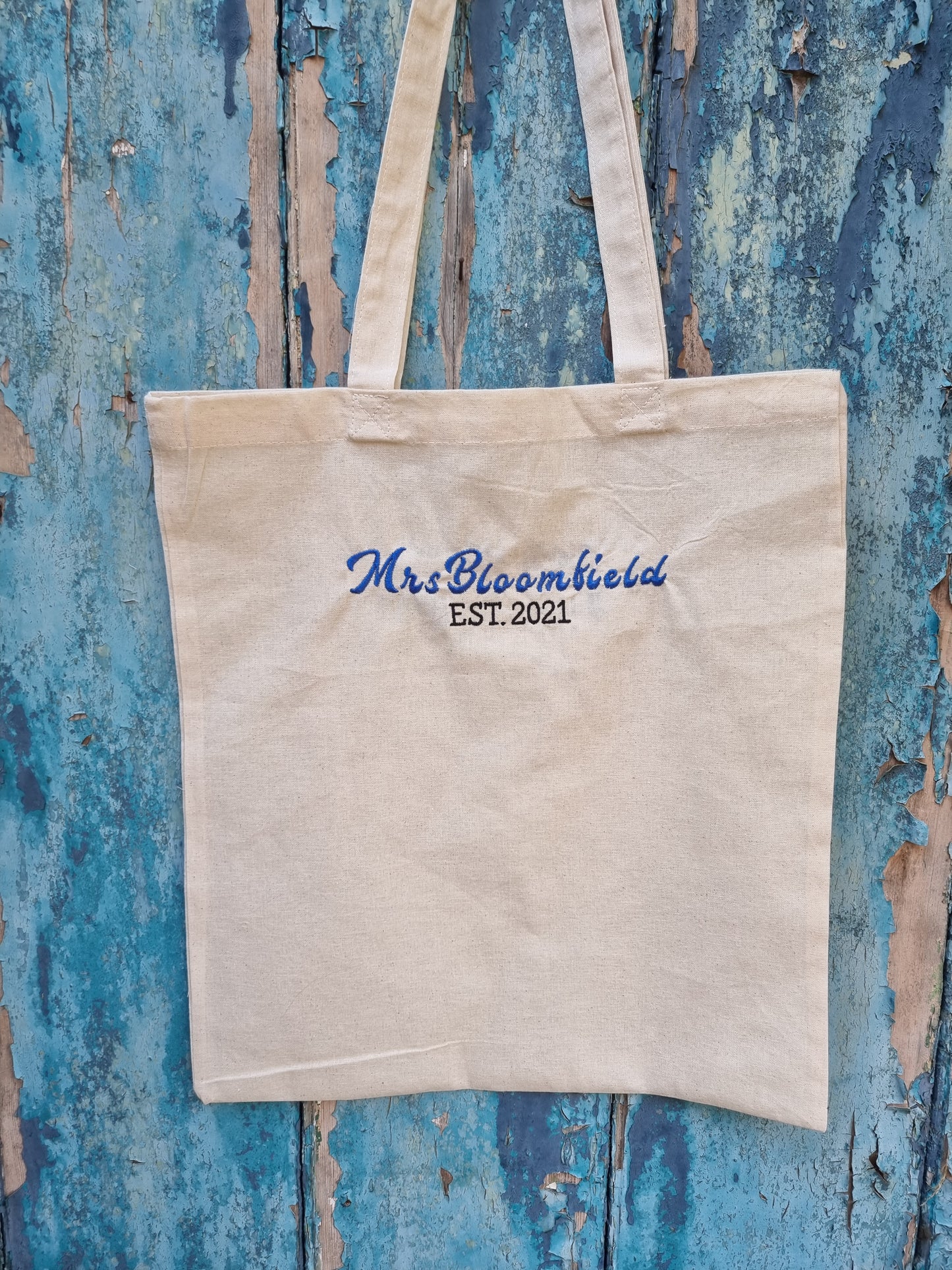 Custom Name and Est. Year Embroidered Tote Bag