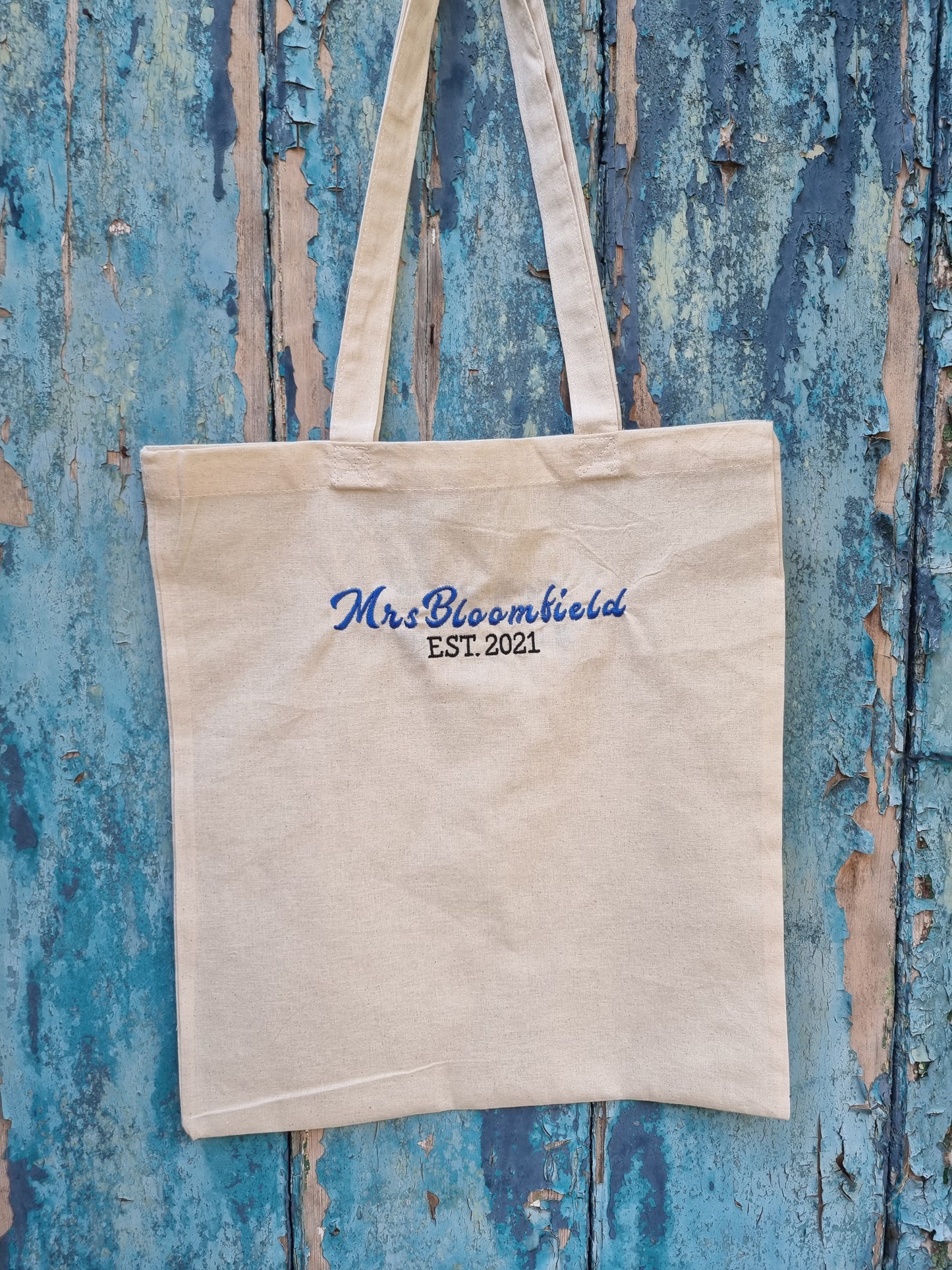 Custom Name and Est. Year Embroidered Tote Bag