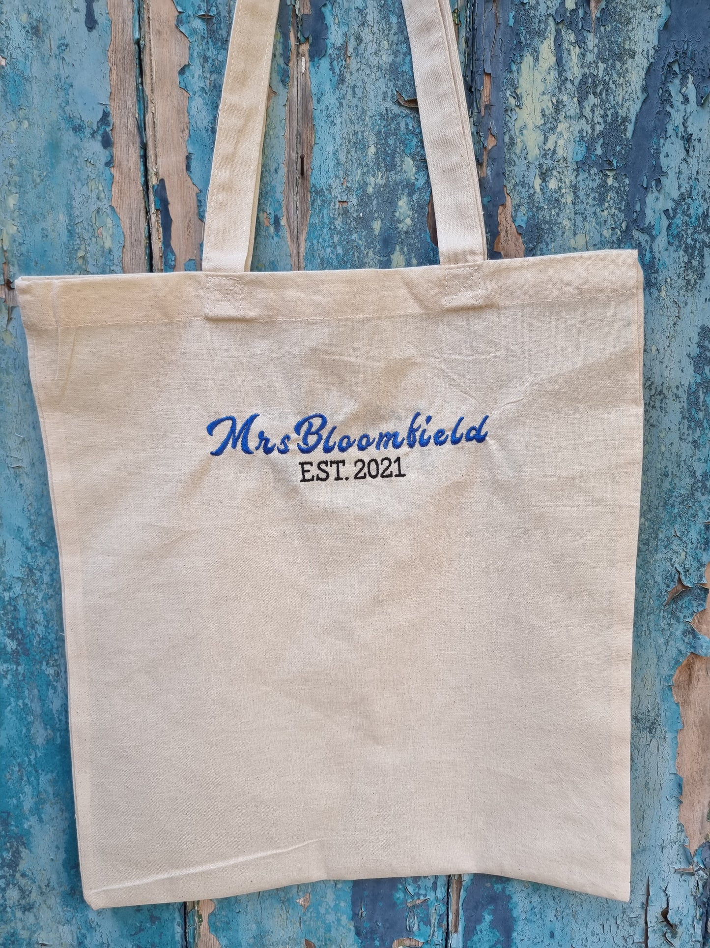 Custom Name and Est. Year Embroidered Tote Bag