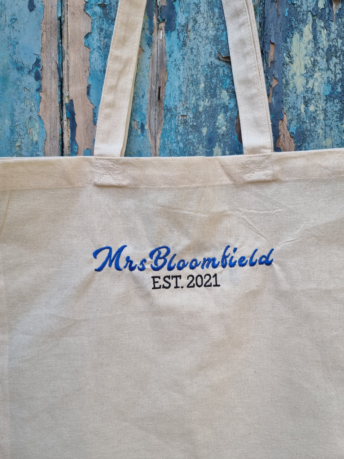 Custom Name and Est. Year Embroidered Tote Bag