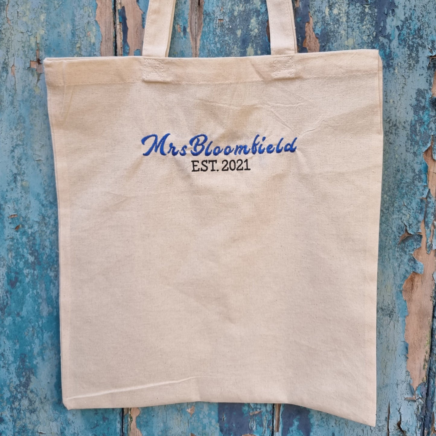 Custom Name and Est. Year Embroidered Tote Bag