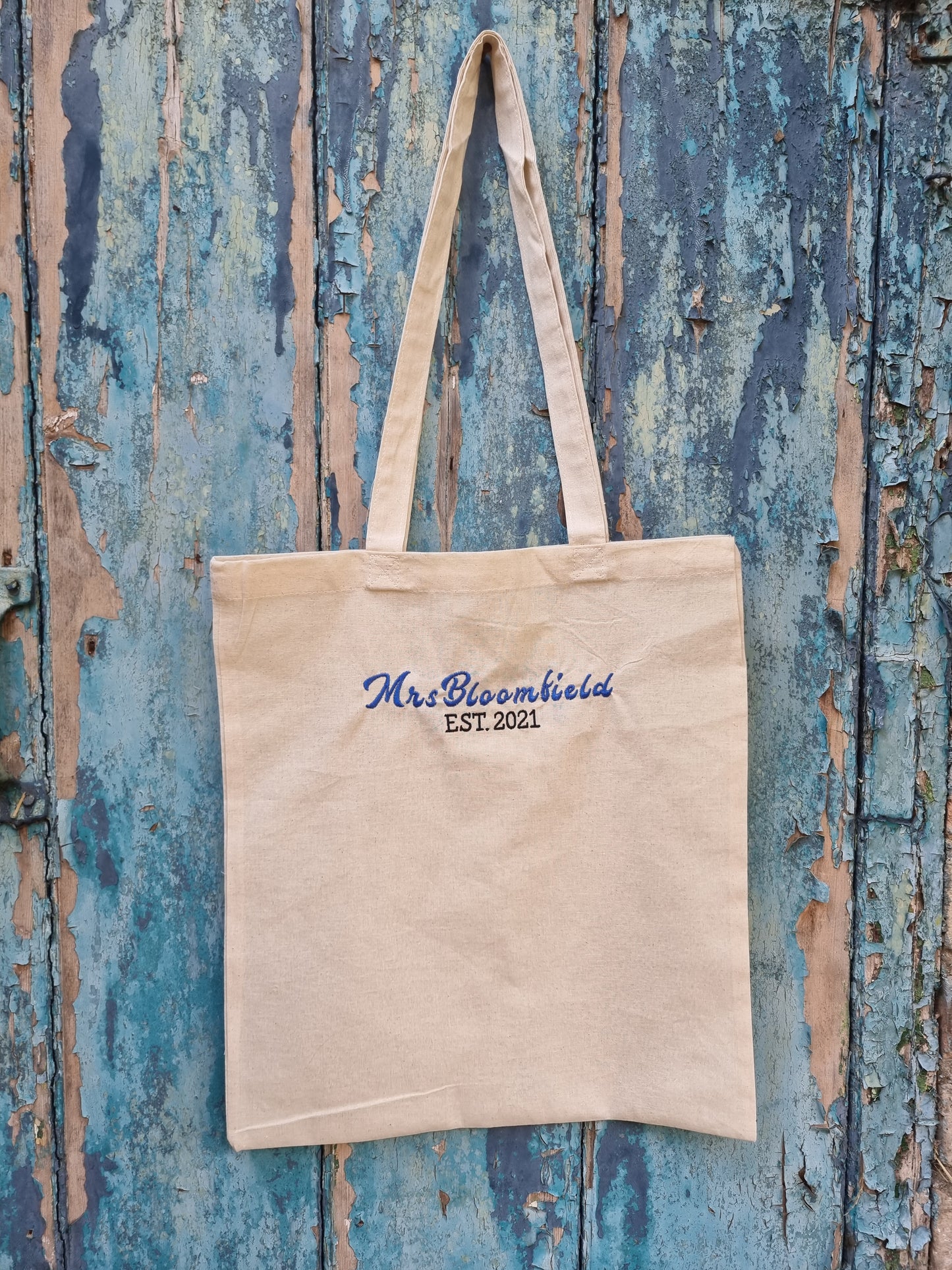 Custom Name and Est. Year Embroidered Tote Bag