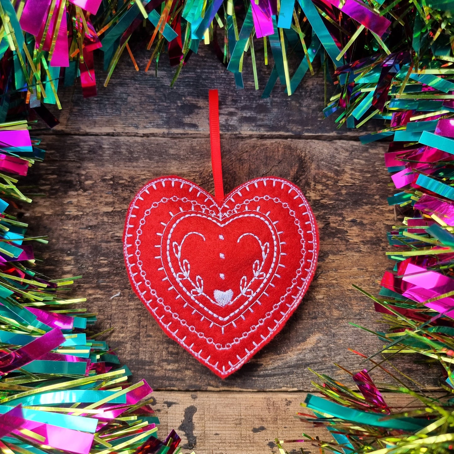 Scandi | Red Felt Heart Christmas Decoration