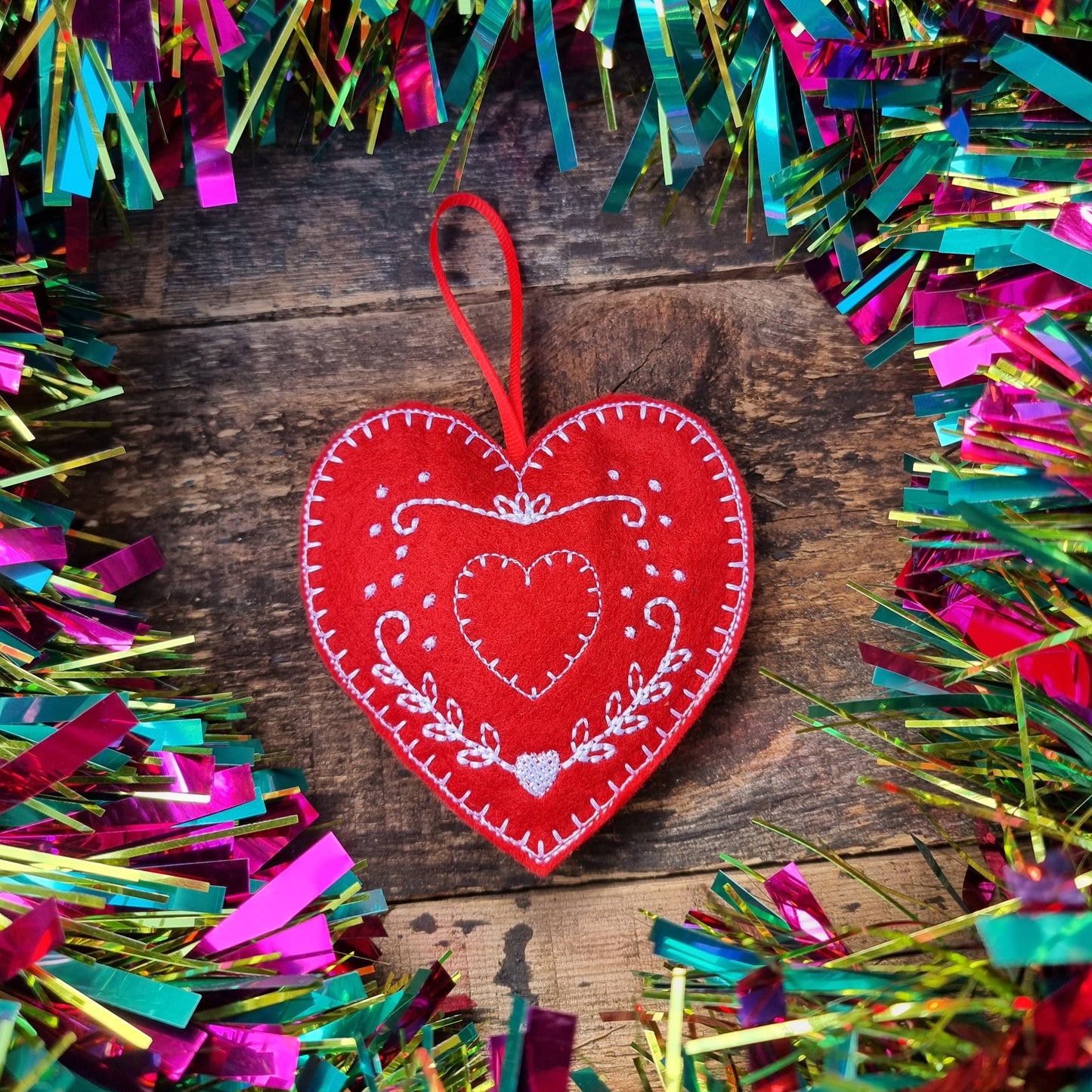 Heart | Red Felt Heart Christmas Decoration