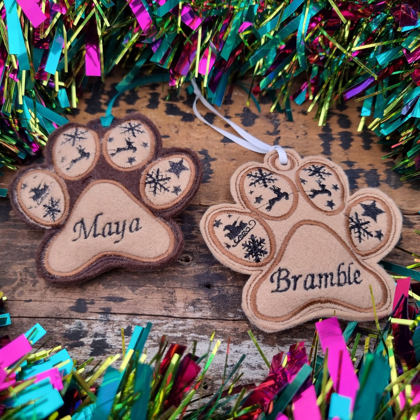 Personalised Paw | Felt Paw Christmas Decoration