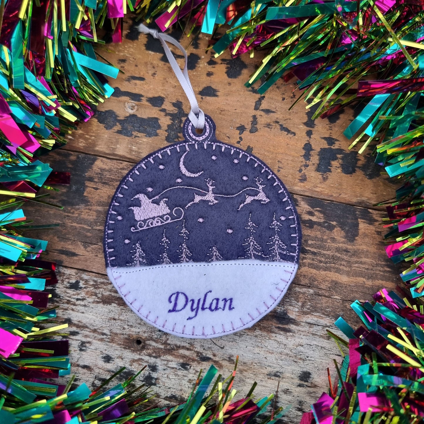 Sleigh Bauble | Personalised Felt Bauble Christmas Decoration