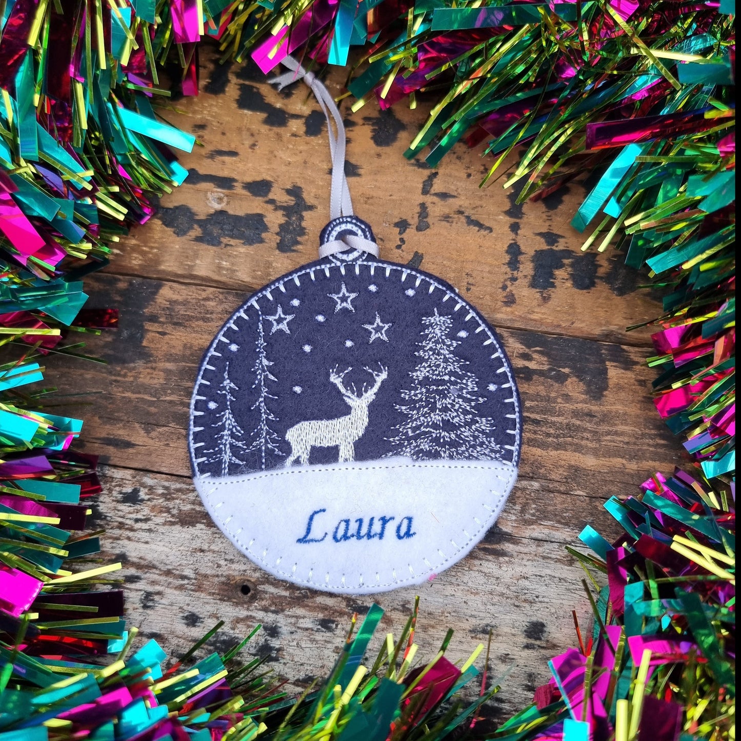 Reindeer Bauble | Personalised Felt Bauble Christmas Decoration