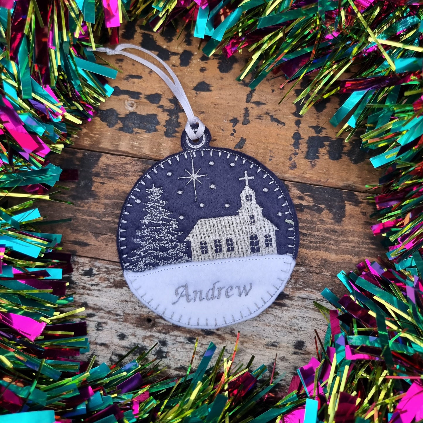 Chapel Bauble | Personalised Felt Bauble Christmas Decoration