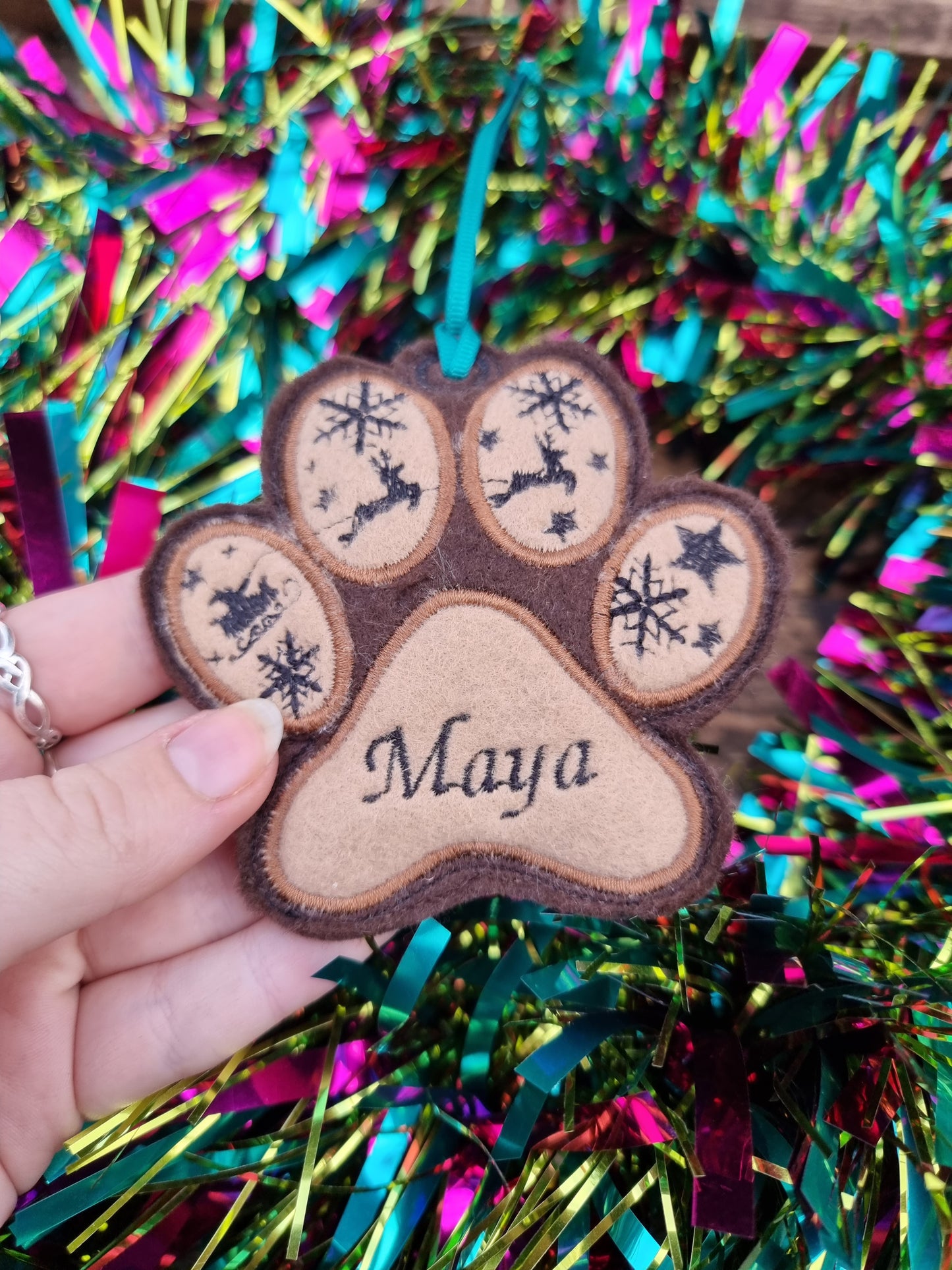 Personalised Paw | Felt Paw Christmas Decoration