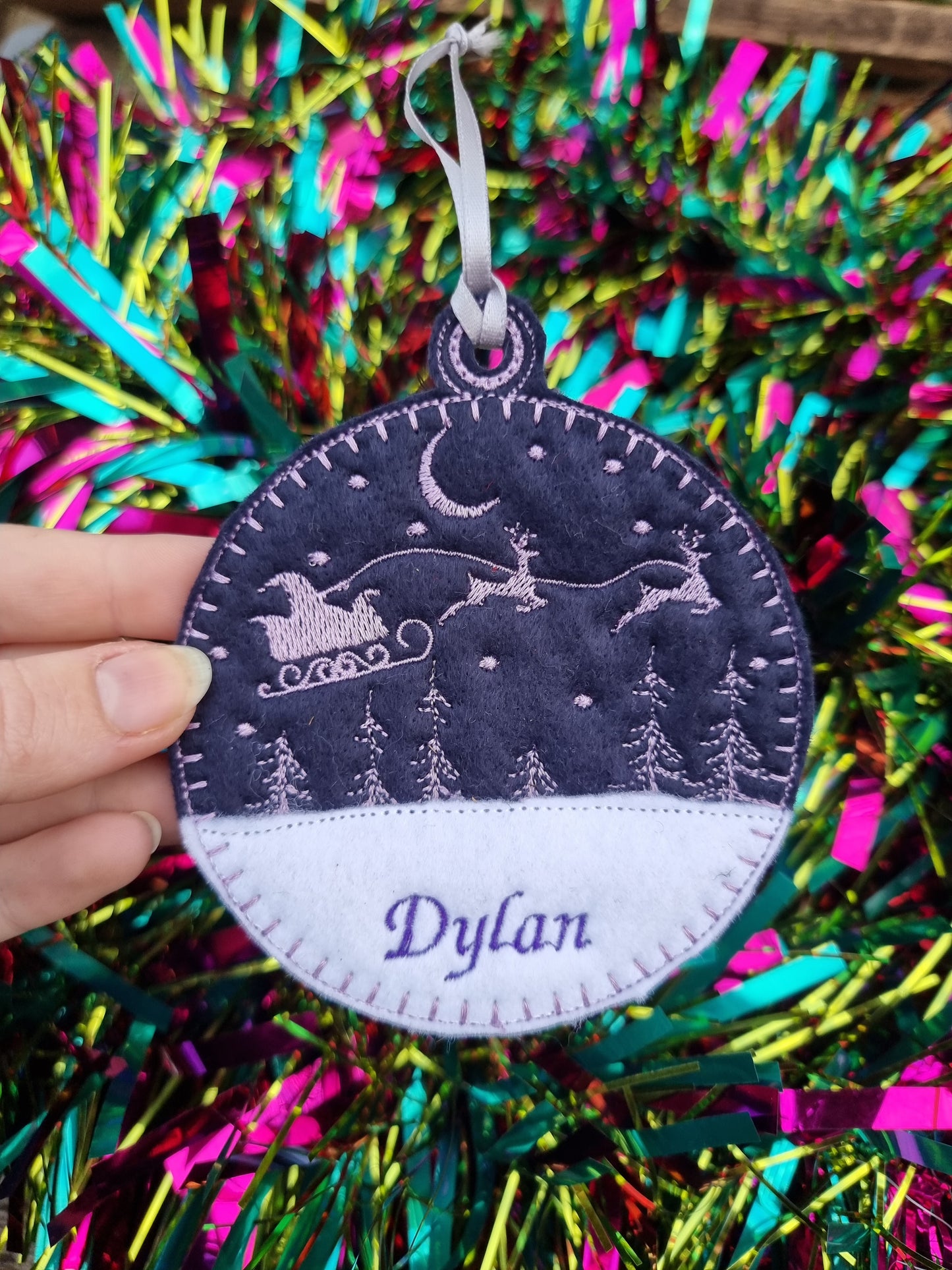 Sleigh Bauble | Personalised Felt Bauble Christmas Decoration