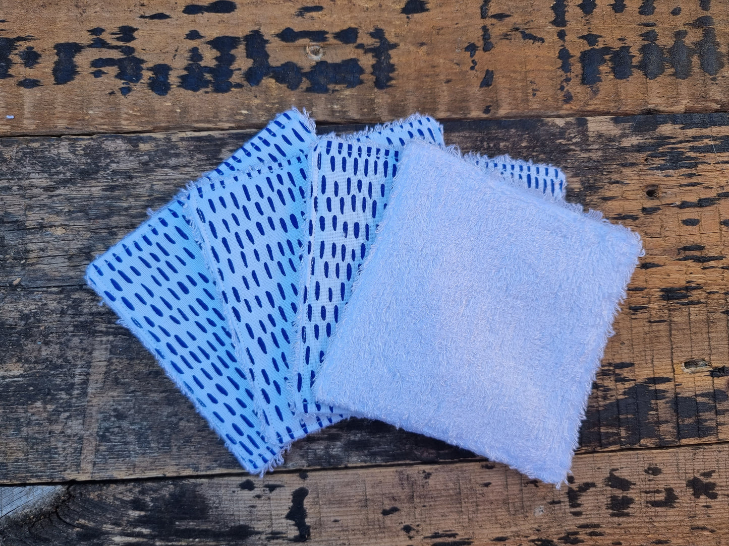 White and Blue Dashes Print Reusable Bamboo Wipes