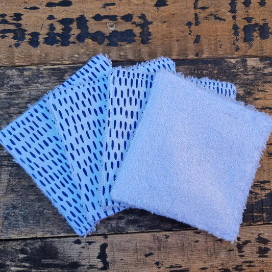 White and Blue Dashes Print Reusable Bamboo Wipes