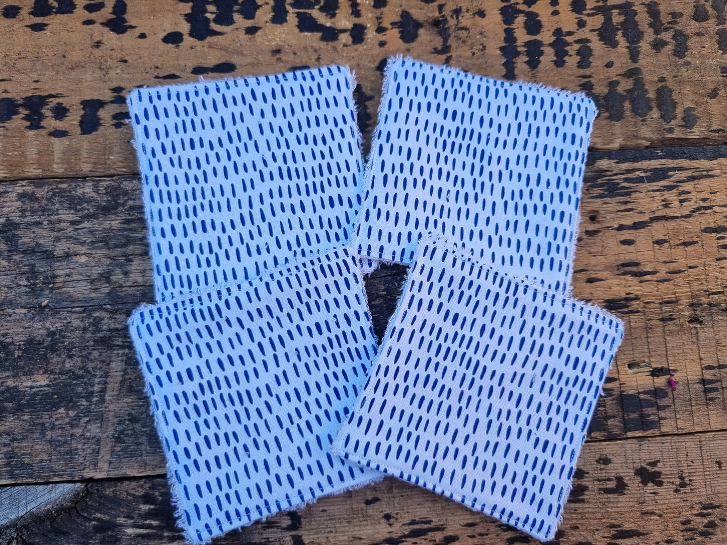 White and Blue Dashes Print Reusable Bamboo Wipes