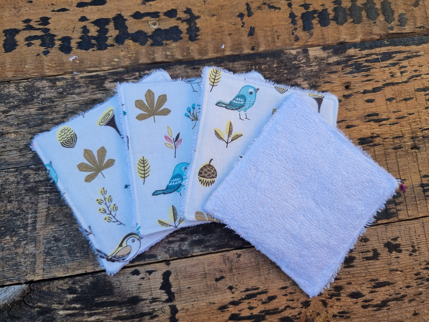 Cute Birds and Leaves Reusable Bamboo Wipes