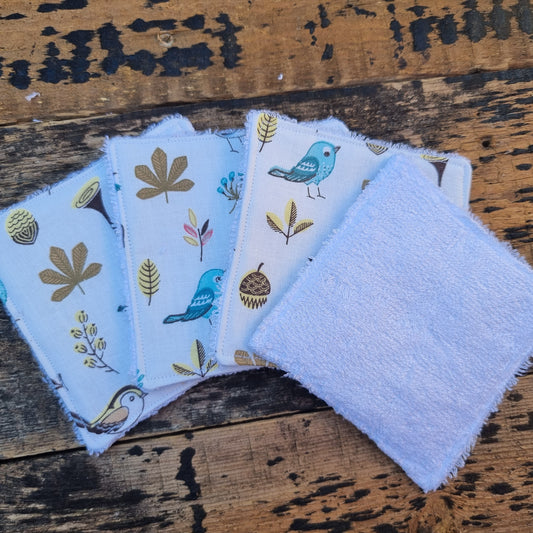 Cute Birds and Leaves Reusable Bamboo Wipes