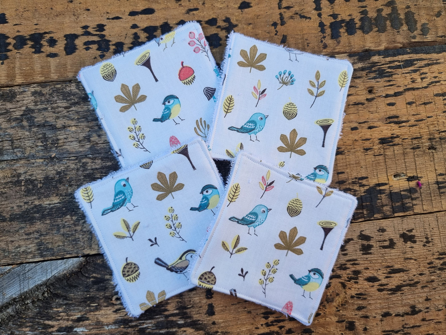 Cute Birds and Leaves Reusable Bamboo Wipes