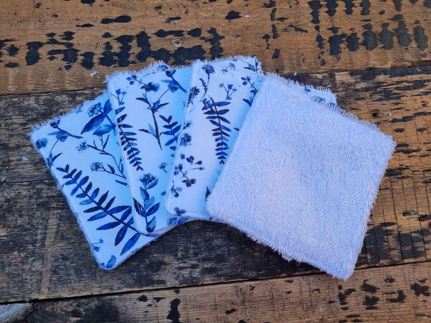 Blue Watercolour Florals Reusable Bamboo Wipes