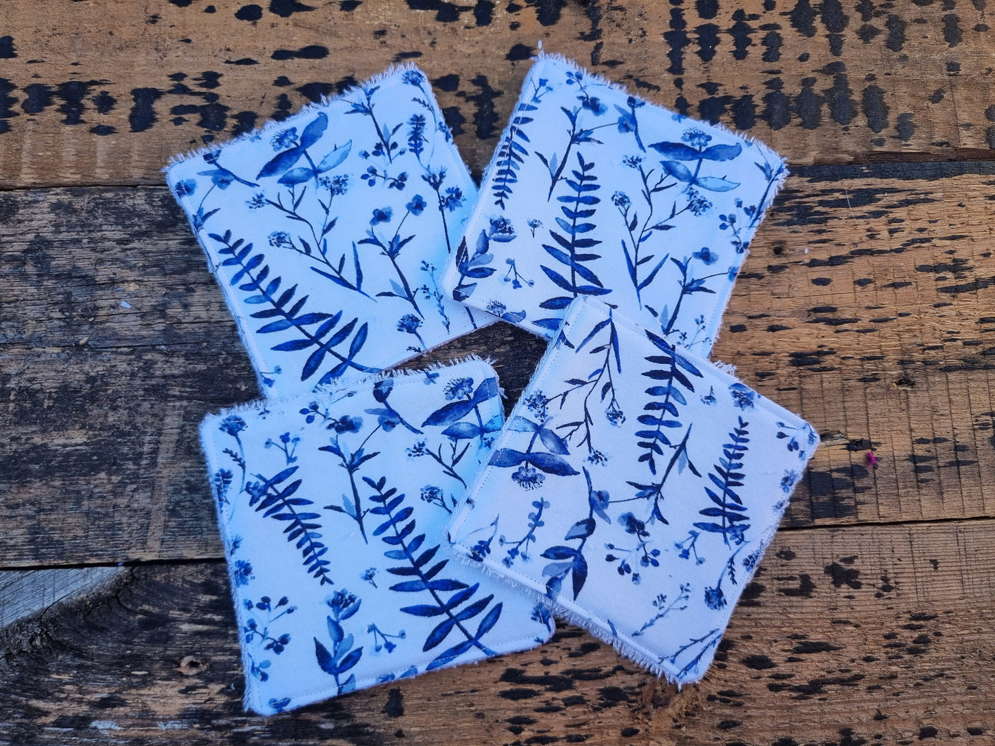 Blue Watercolour Florals Reusable Bamboo Wipes