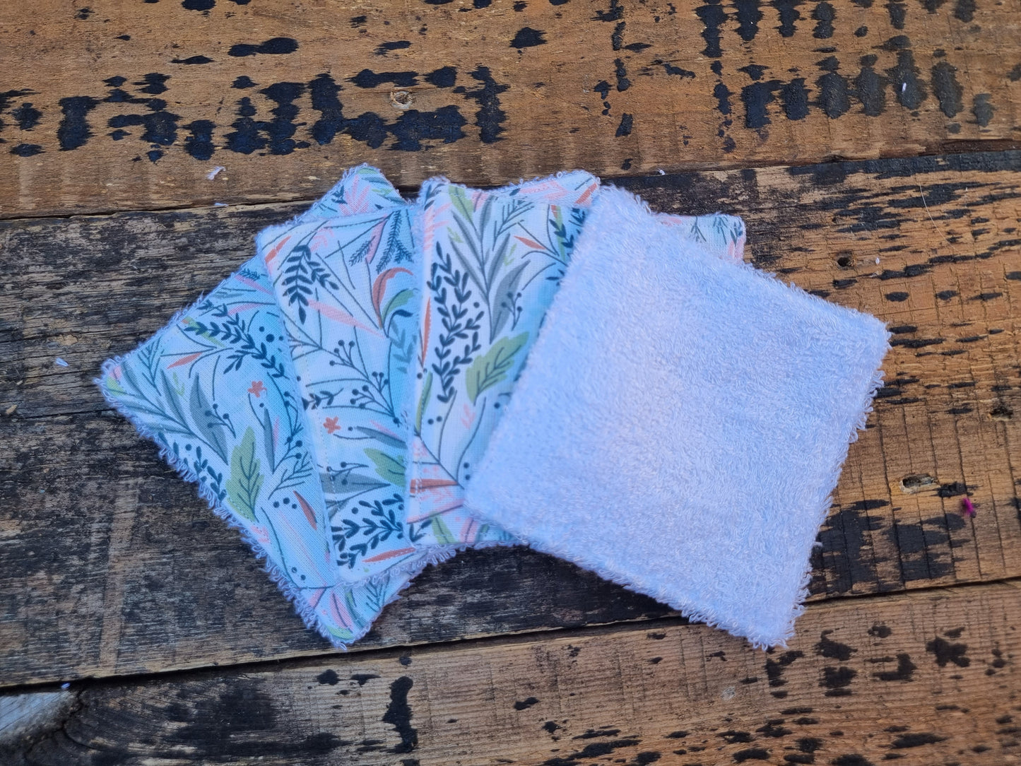 White Floral Leaves Reusable Bamboo Wipes