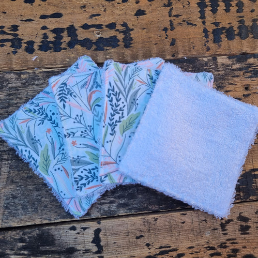 White Floral Leaves Reusable Bamboo Wipes