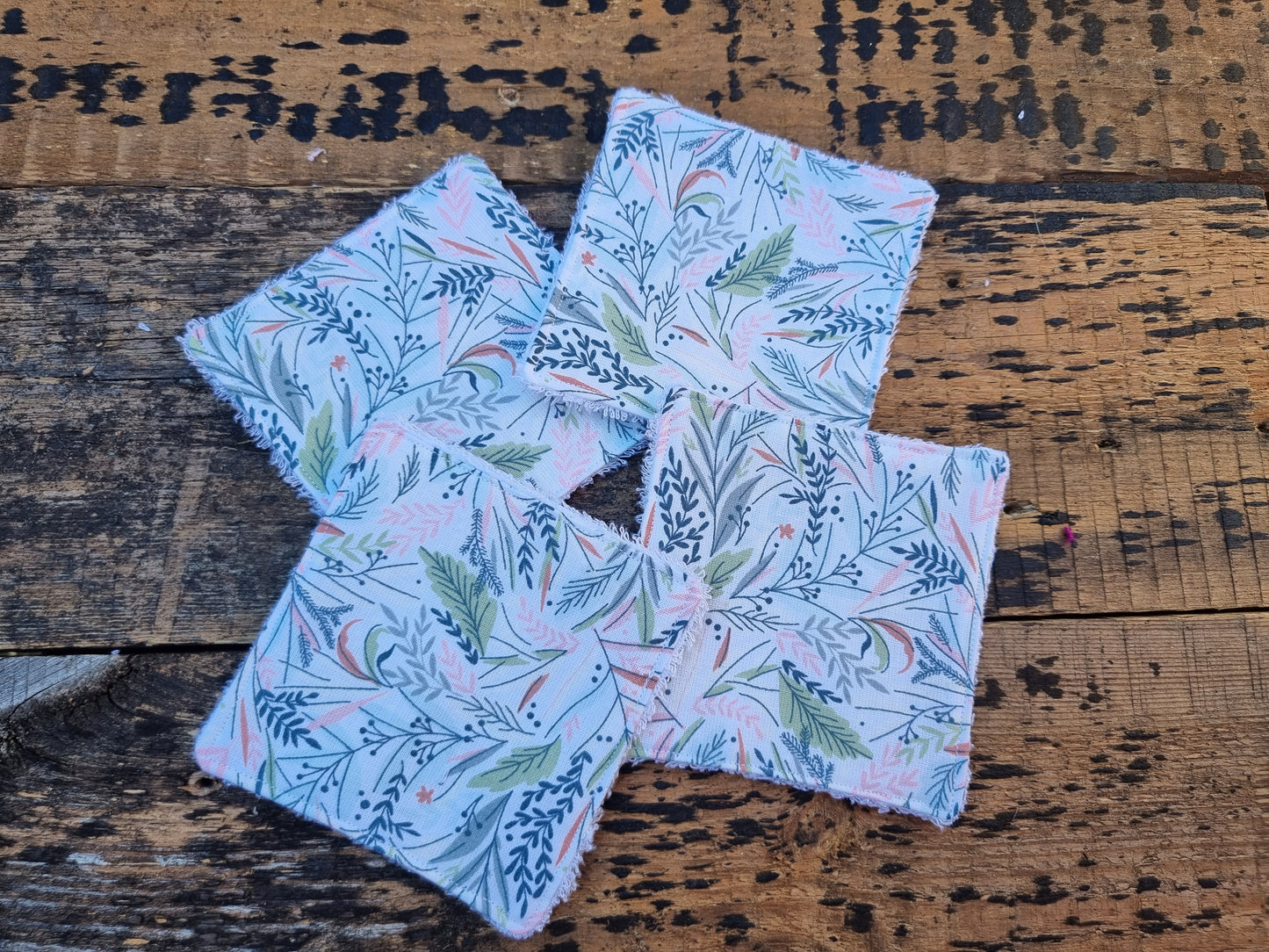 White Floral Leaves Reusable Bamboo Wipes