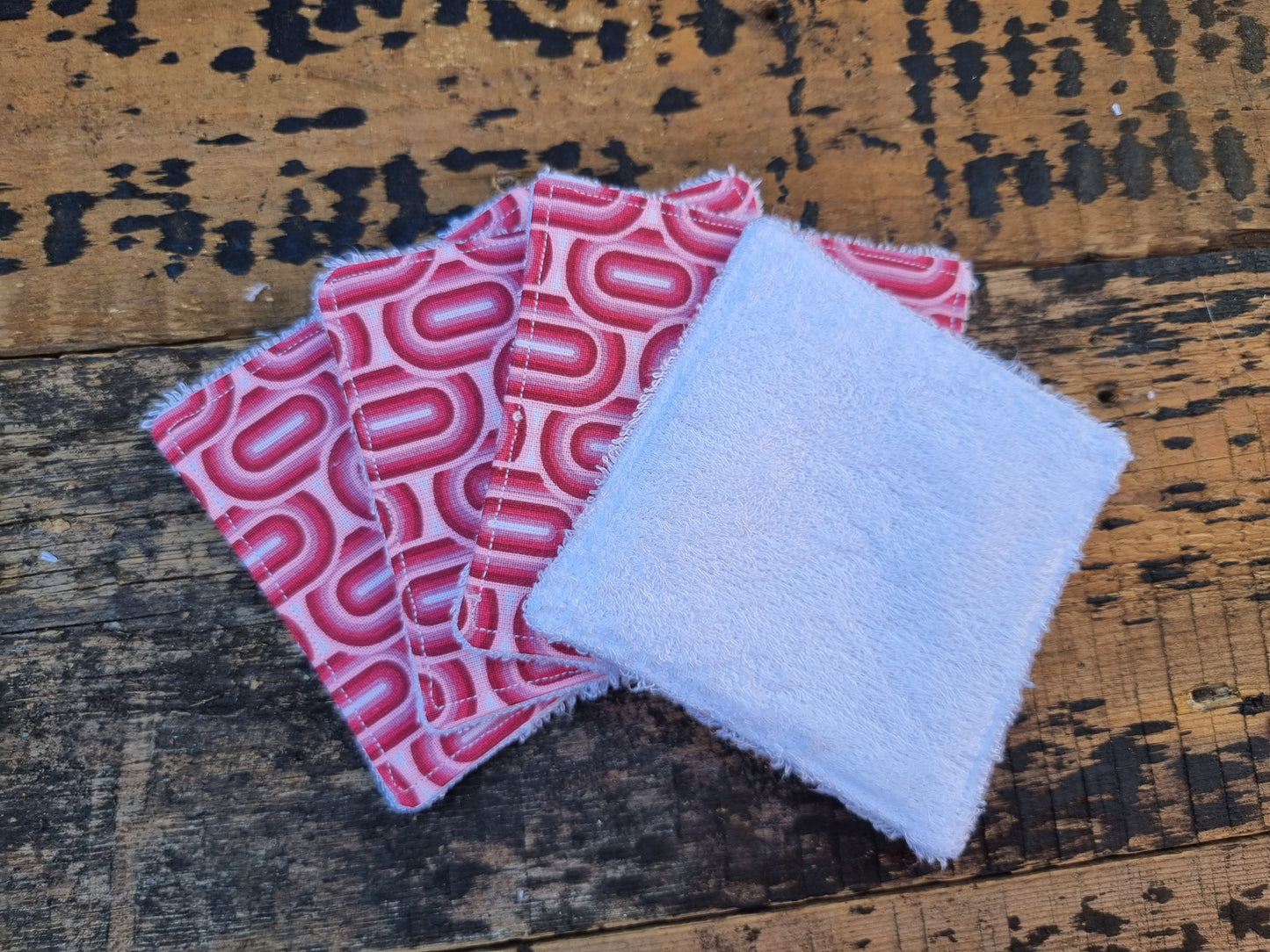 Pink and Red Geo Ovals Reusable Bamboo Wipes