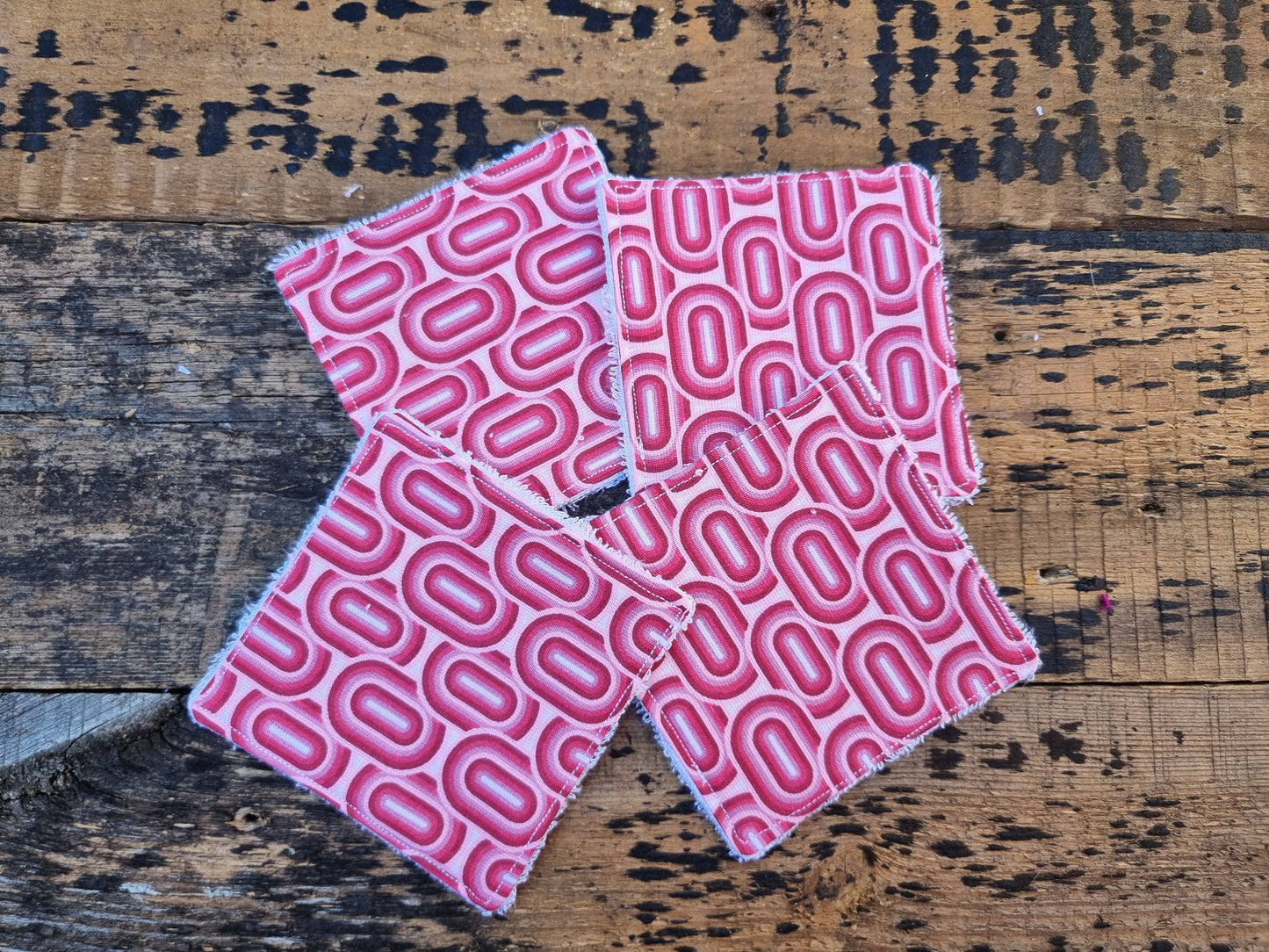 Pink and Red Geo Ovals Reusable Bamboo Wipes