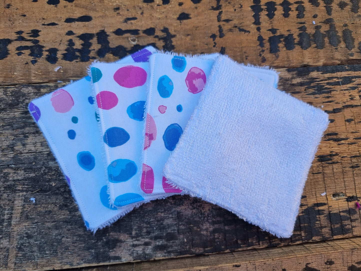 Blue and Pink Watercolour Spots Reusable Bamboo Wipes