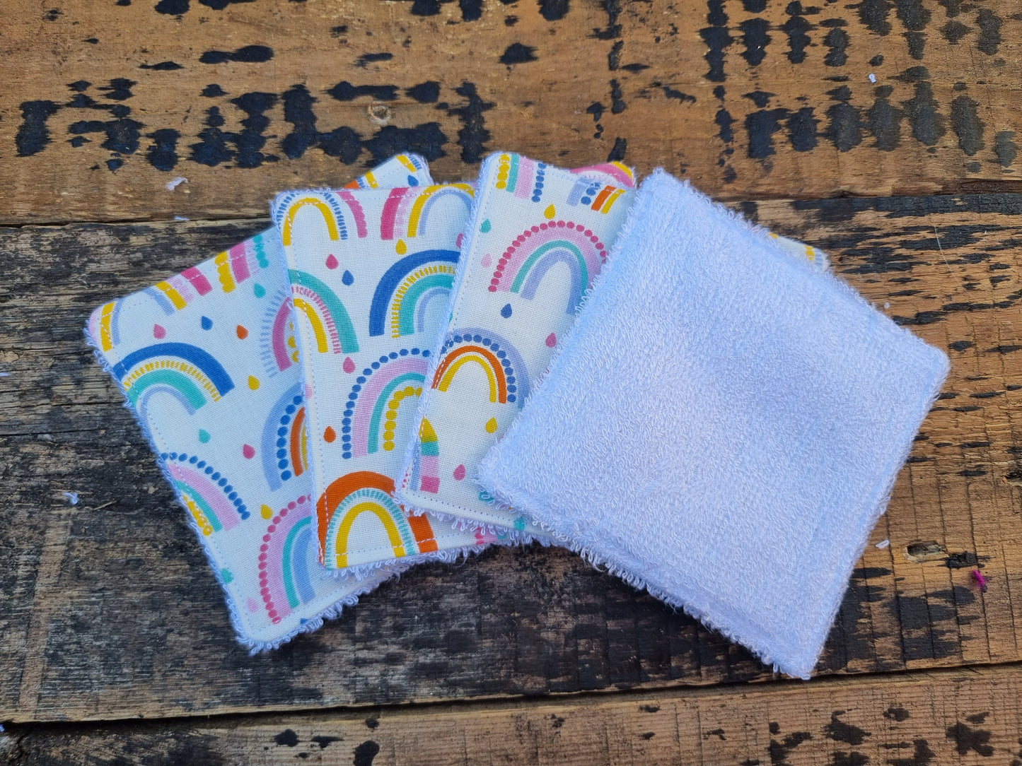 Rainbow and Raindrops Reusable Bamboo Wipes