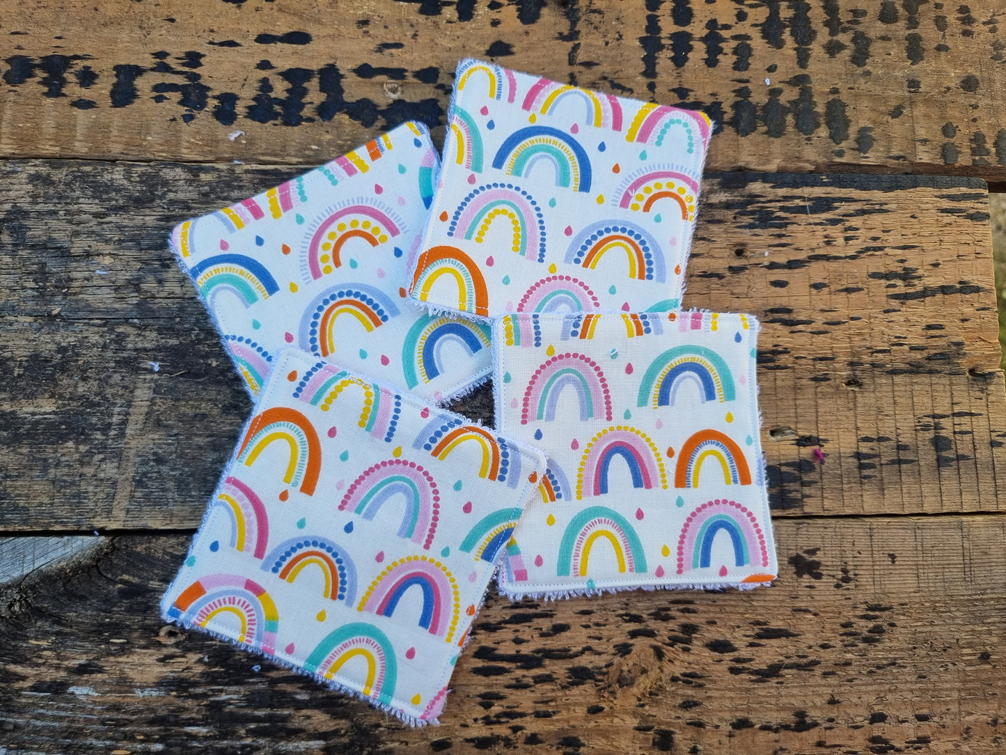 Rainbow and Raindrops Reusable Bamboo Wipes