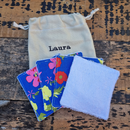 Blue and Bright Florals Reusable Bamboo Wipes