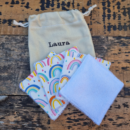 Rainbow and Raindrops Reusable Bamboo Wipes