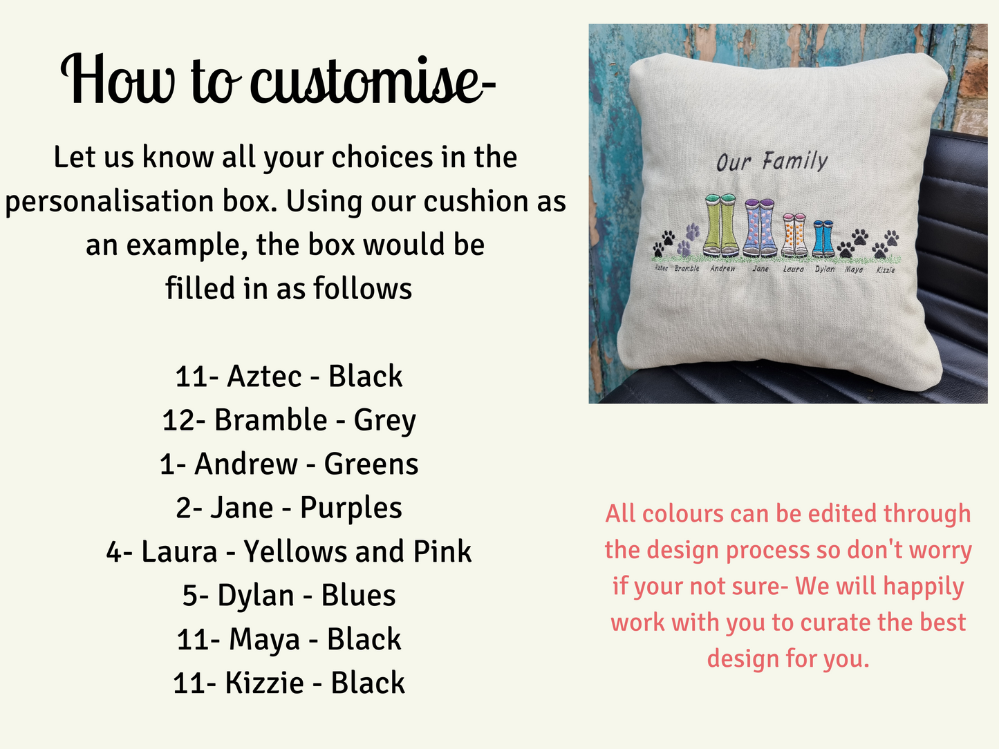 Welly Family / Personalised Family Cushion