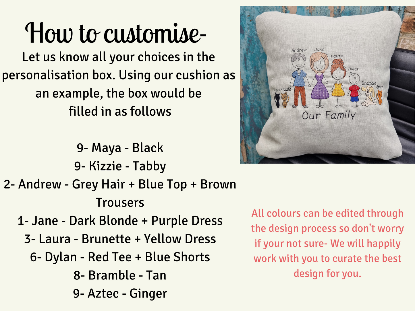 Stick Family / Personalised Family Cushion