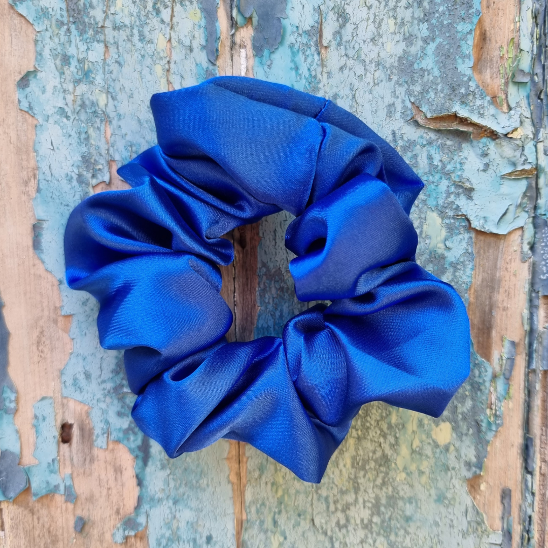 Royal Blue Super Soft Slinky Satin Scrunchie | Hair Tie