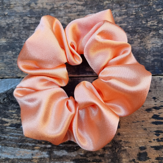 Orange Peach Super Soft Satin Crepe Scrunchie | Hair Tie