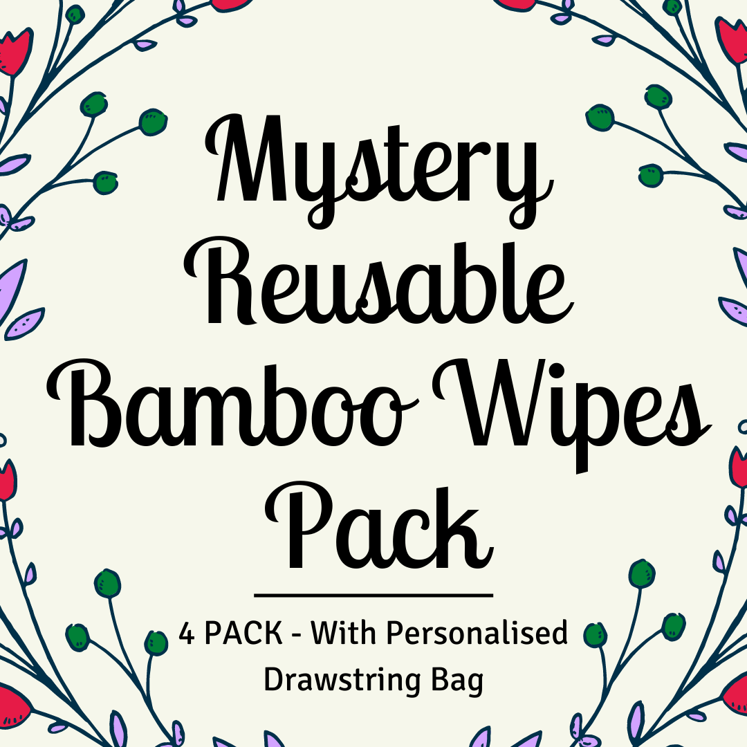 Mystery Reusable Bamboo Wipes | Random 4 Pack | Personalised Drawstring Storage Bag