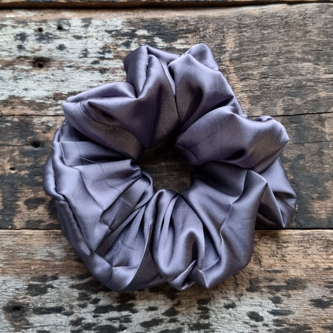 Charcoal Purple Super Soft Slinky Satin Scrunchie | Hair Tie