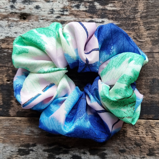 Dusty Pink Autumn Leaves Super Soft Crepe Scrunchie | Hair Tie