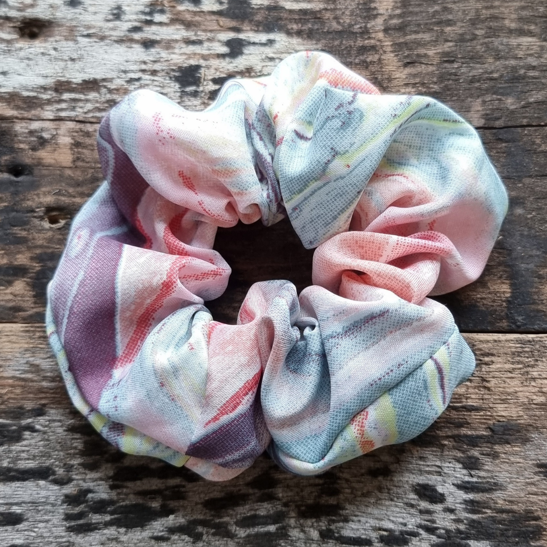 Dusty Pink Pastel Tie Dye Super Soft Crepe Scrunchie | Hair Tie