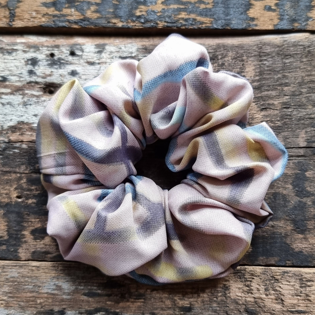 Dusty Pink Abstract Lines Super Soft Crepe Scrunchie | Hair Tie