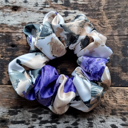 Elegant Purple Rose Super Soft Satin Scrunchie | Hair Tie