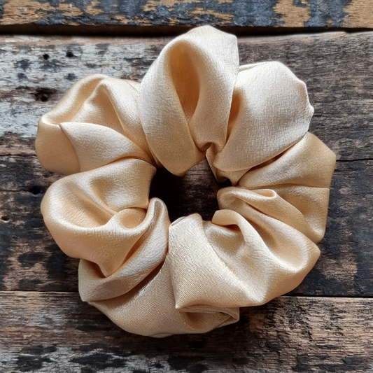 Golden Super Soft Satin Crepe Scrunchie | Hair Tie