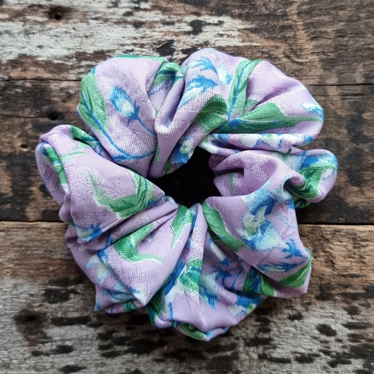 Lilac Florals Super Soft Crepe Scrunchie | Hair Tie