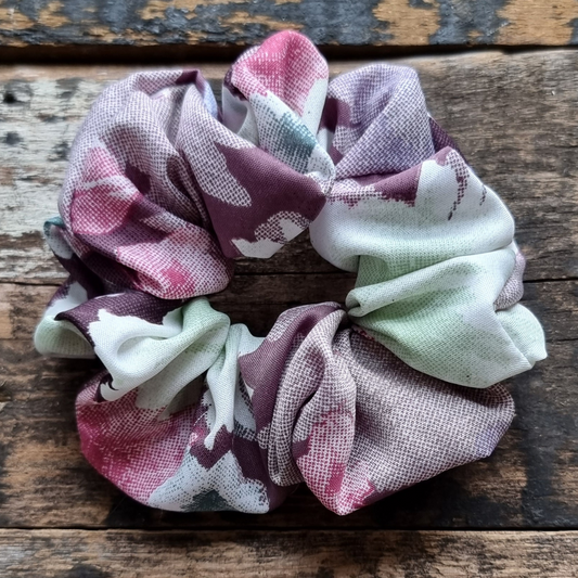 Mulberry Abstract Florals Super Soft Crepe Scrunchie | Hair Tie