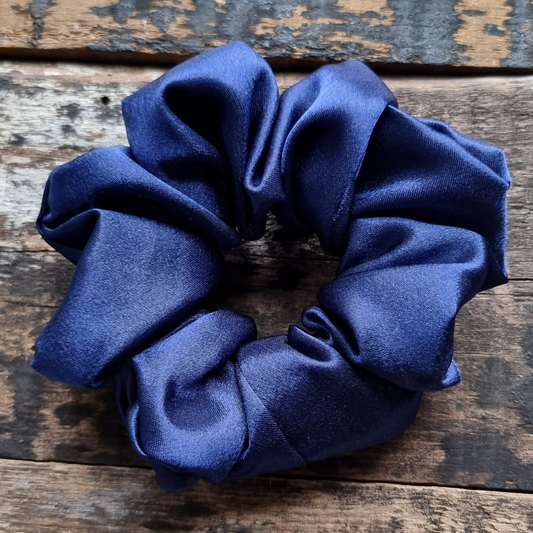 Navy Super Soft Satin Crepe Scrunchie | Hair Tie