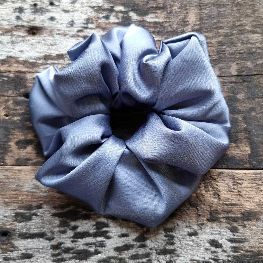 Steel Blue Super Soft Slinky Satin Scrunchie | Hair Tie